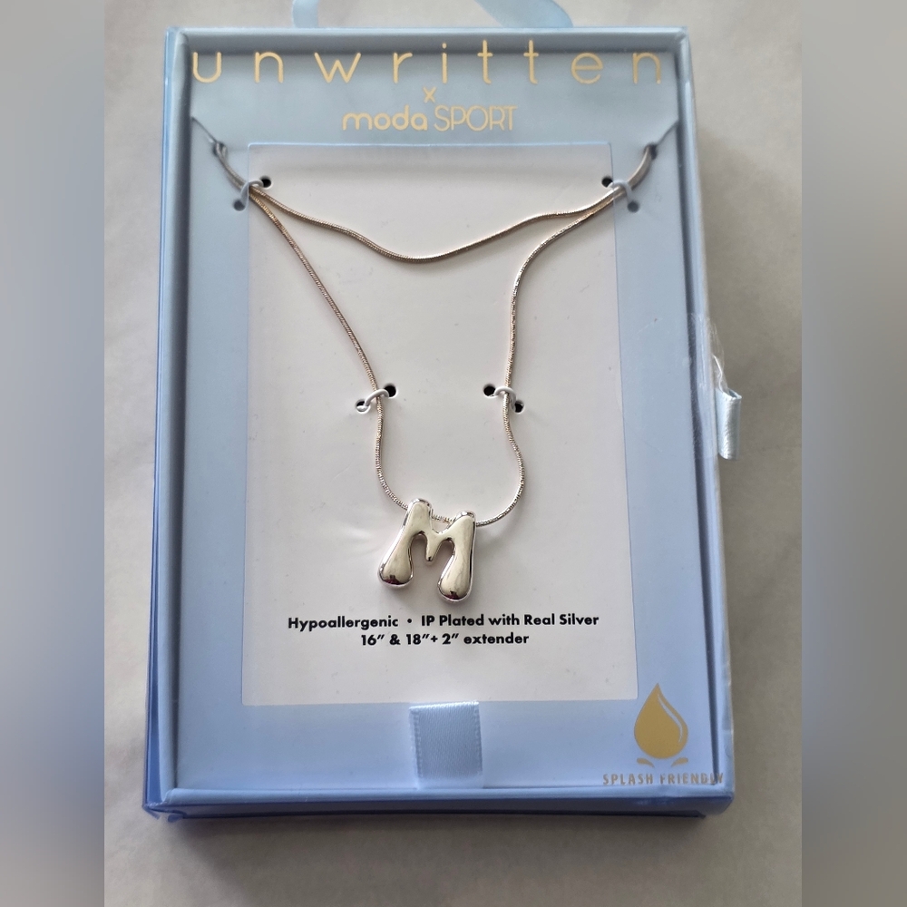 Unwritten Women Silver Letter M Name Initial Necklace New
